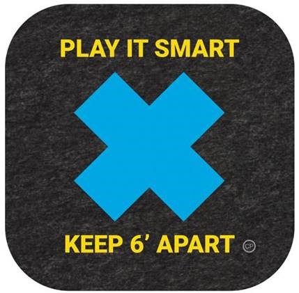  9” X 9” Adhesive Back “Play It Smart- 6ft Apart” Safety Message Mat For Carpet (50PK) by 